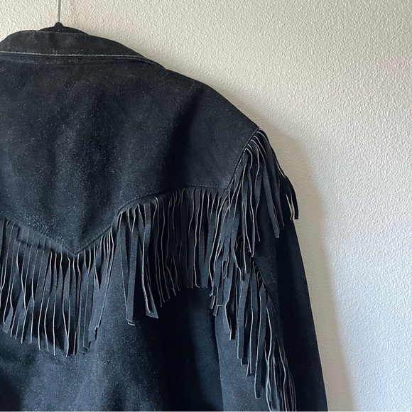 Wilson Black Bomber Jacket with Fringe Details - Picture 9 of 14